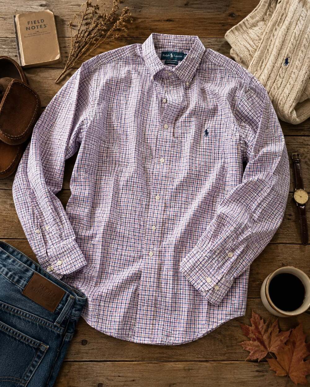 Polo Ralph Lauren Men's Classic Fit Plaid Button-Up Shirt - Pink and Navy (v1)